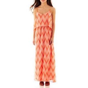 Bisou Bisou Coral Chevron Maxi Dress